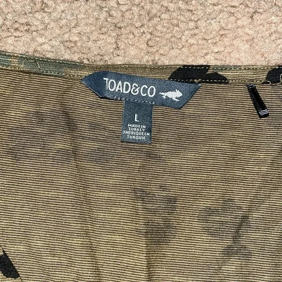 Toad & Co Cue Faux Wrap Long Sleeve Dress Floral Olive‎ Green Large - Picture 7 of 8